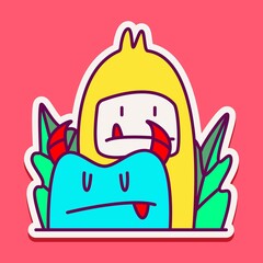 kawaii doodle cartoon monster designs for wallpaper, stickers, coloring books, pins, emblems, logos and more