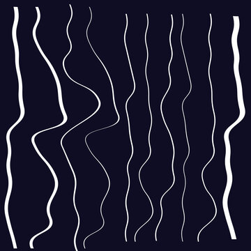 Irregular, random Wiggling, Squiggle waving, wavy lines, stripe set. Lines with billow, undulate deformation, distortion
