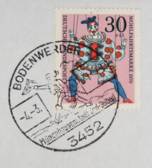 Briefmarke stamp gestempelt used frankiert cancel gebraucht vintage retro alt old puppe marionette...