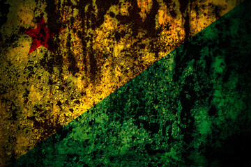 Brazil states Acre flag on grunge metal background texture with scratches and cracks