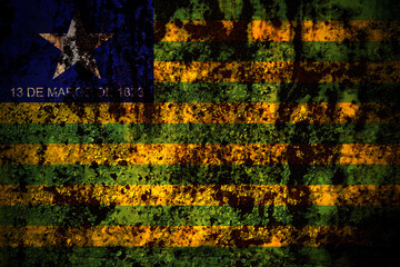 Brazil, Brazilian, Piaui flag on grunge metal background texture with scratches and cracks
