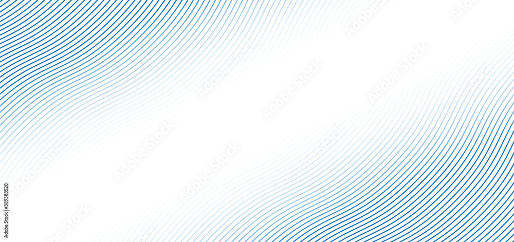 Wall mural abstract blue wave lines pattern on white background with space for your text