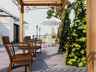 There are pavilions, plants, pools and other facilities in the garden