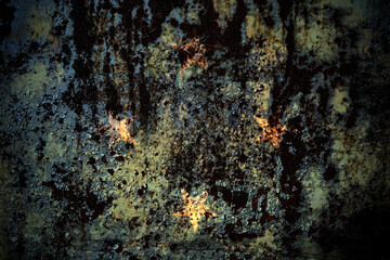 Micronesia flag on grunge metal background texture with scratches and cracks