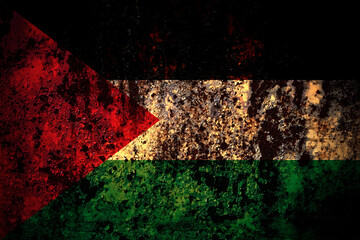Palestine, Palestinian flag on grunge metal background texture with scratches and cracks