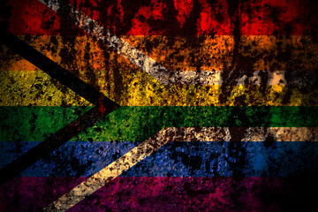 South Africa, African, gay  flag on grunge metal background texture with scratches and cracks