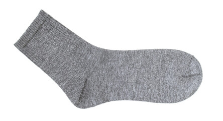 Cotton sock isolated on white background top view