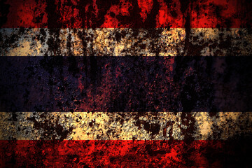 Thailand, Thai flag on grunge metal background texture with scratches and cracks