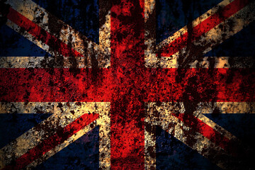 United Kingdom, Great Britain, British flag on grunge metal background texture with scratches and cracks