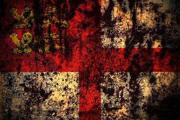 United Kingdom, Great Britain, British, Sark flag on grunge metal background texture with scratches and cracks