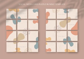 Social media post template in grid puzzle style