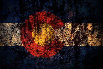United States of America, America, US, USA, American, Colorado flag on grunge metal background...