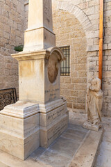 The  grave obelisk in area the House Kiva - Armenian cemetery in the Armenian quarter of the old city in Jerusalem, Israel