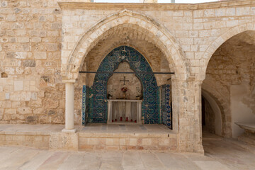 The altar  in area the House Kiva - Armenian cemetery in the Armenian quarter of the old city in Jerusalem, Israel