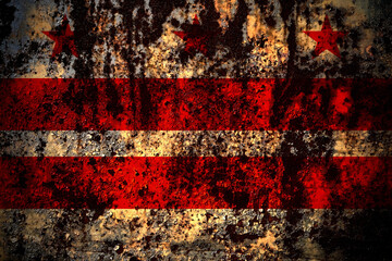 United States of America, America, US, USA, American, Washington D.C flag on grunge metal background texture with scratches and cracks