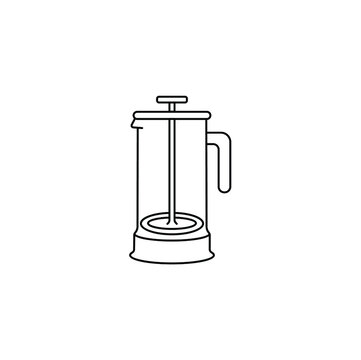 Pour over, french press, coffee maker, alternative coffee brewing methods simple thin line icon vector illustration