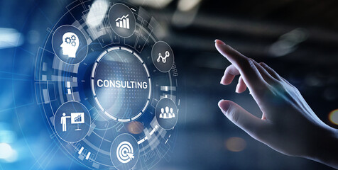 Business consulting concept on the virtual screen. - obrazy, fototapety, plakaty