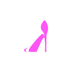 Pink high heel shoe symbol on white backdrop. Design element