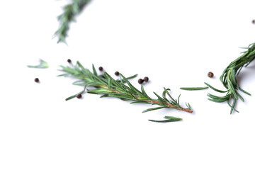 pepperand rosemary for cooking isolated on white background