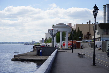 embankment of the Volga river in the city of Saratov. Spring. Russia