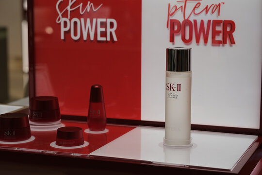 Shanghai/China-Nov.2020: close up SK-II skincare products display. A Japanese prestige beauty brand owned by Procter & Gamble