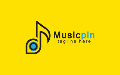 Music pin Logo, concept tone and pin vector design