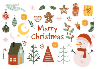 set of isolated bohemian Christmas elements
