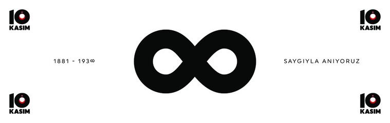 November 10 - Ataturk's Death Anniversary. National day of memory in Turkey. Translate: 10 Kasim Ataturk'u anma gunu ve Ataturk haftasi. Vector illustration. 