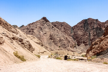 Fototapeta na wymiar Egypt, tourist season in summer, Colored canyon.