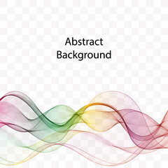 Transparent colored vector wave flow on a white background. Vector abstract background. eps 10