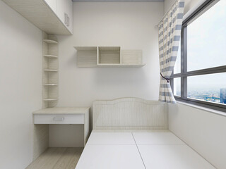 Modern design of the bedroom, there are large bed, dressing table and other facilities