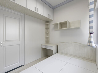 Modern design of the bedroom, there are large bed, dressing table and other facilities