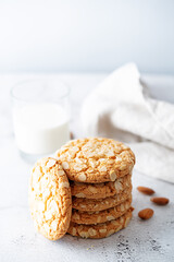 Cookies with almond with glass of milk