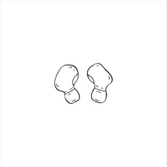 Wireless Headphones. Vector hand-drawn illustration Earpiece in Doodle style. Black outline sketch isolated on a white background