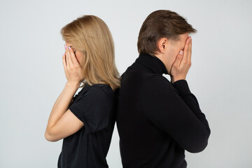 young beautiful couple man and woman in a quarrel