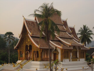 Obraz premium Backpacking down the Mekong river and the jungle landscapes of Laos in Southeast Asia