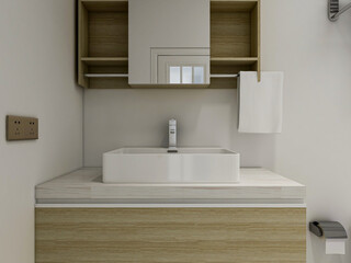 Clean and tidy bathroom, there are washstand, shower, toilet, bathtub and so on