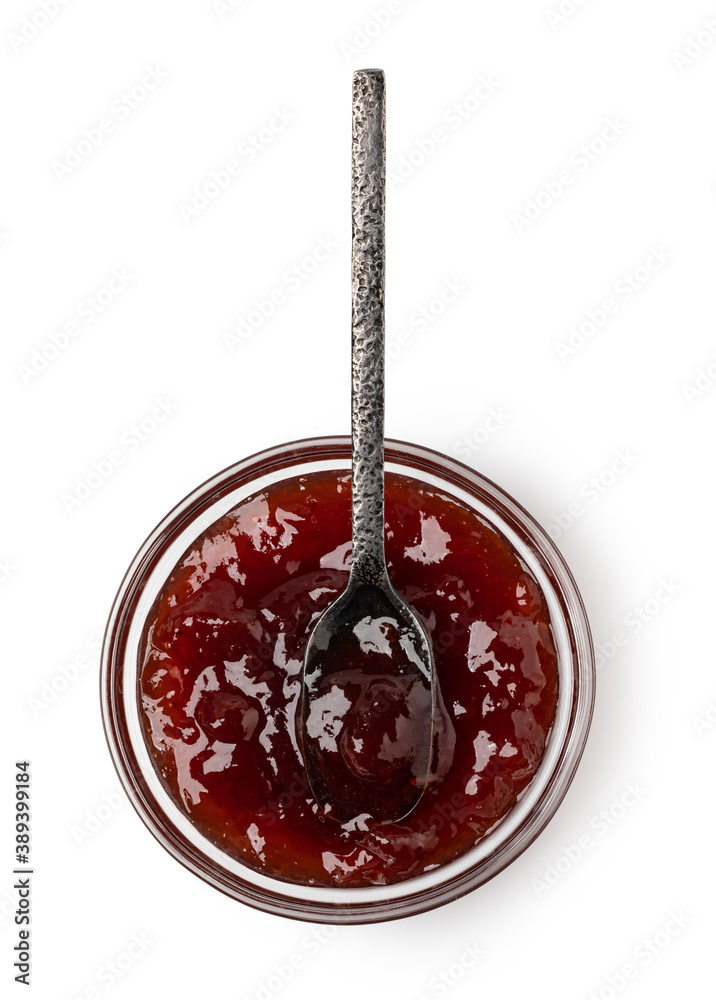Wall mural spoon on the saucer with jam - Wall murals