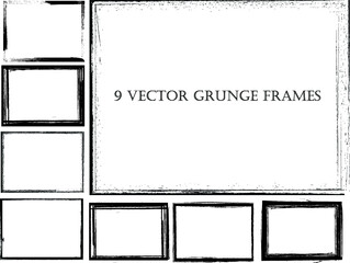 Vector Frames. rectangles for image. distress texture . Grunge Black borders isolated on the background . Dirt effect . geometric shapes for your design
