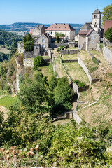 The historic village of Chateau Chalon, castle from Jura
