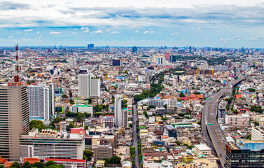 Fototapeta na wymiar View to the Cityscape and Skyscraper of Metropolis and Capital City Bangkok Thailand Southeast Asia 