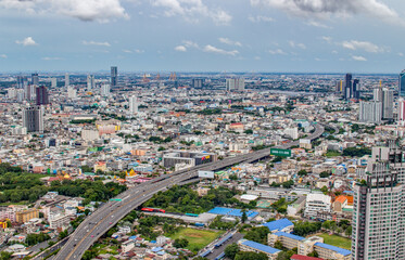 Obraz premium View to the Cityscape and Skyscrape of Metropolis and Capital City Bangkok Thailand Southeast Asia 