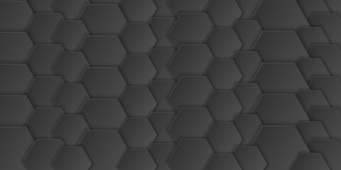 Abstract black hexagonal background, hexagon shape, vector illustration