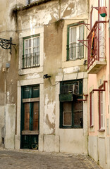 Fototapeta na wymiar Traditional house facades in Lisbon - Portugal
