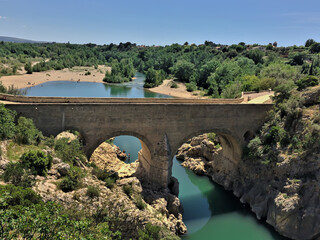 Naklejka premium Devil's bridge - Pont du diable Herault valley, Southern France