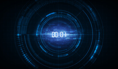 Abstract Futuristic Technology Background with Digital number timer concept and countdown, vector transparent