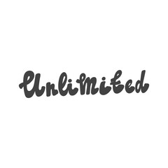 Fototapeta na wymiar Unlimited. Hand drawn lettering logo for social media content