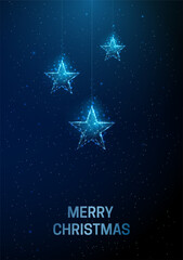 Naklejka na ściany i meble Abstract Happy New Year greeting card with hanging Christmas stars