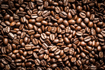 Roasted Coffee Beans background texture. 