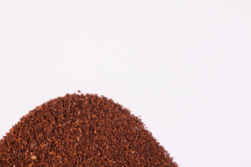 coffee powder (ground coffee), white background.